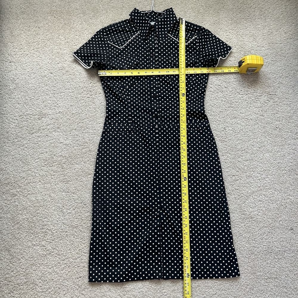 Naf Naf XS Vintage Rockabilly Western Shirt Dress Blk/ Wht Polka Dot Retro - Picture 8 of 9